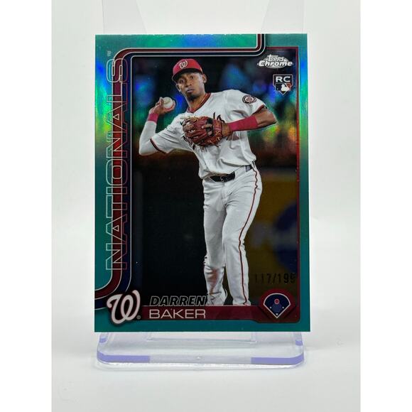 2025 Topps Chrome Darren Baker Rookie Aqua Refractor 117/199 SP Nationals RC - Picture 1 of 2